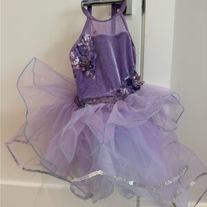 Purple Floral Kids Danxe Recital Costume - size small